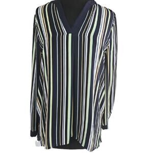 Vince Camuto Striped V Neck Blouse Size Medium